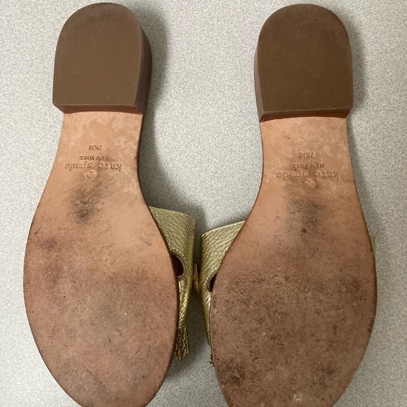 Kate Spade Metallic Brie Gold Leather Slide Sandals Size 7.5 - Picture 9 of 10